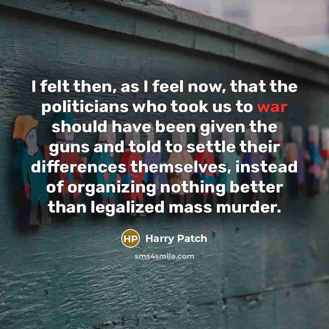 “I felt then, as I feel now, that the politicians…” quote by Harry Patch
