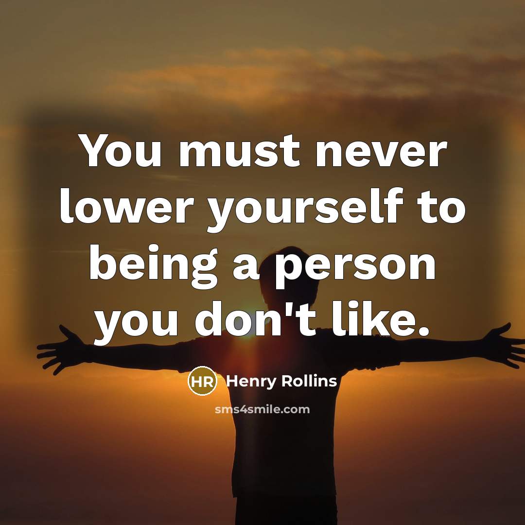 “You must never lower yourself to being a person you…” quote by Henry Rollins