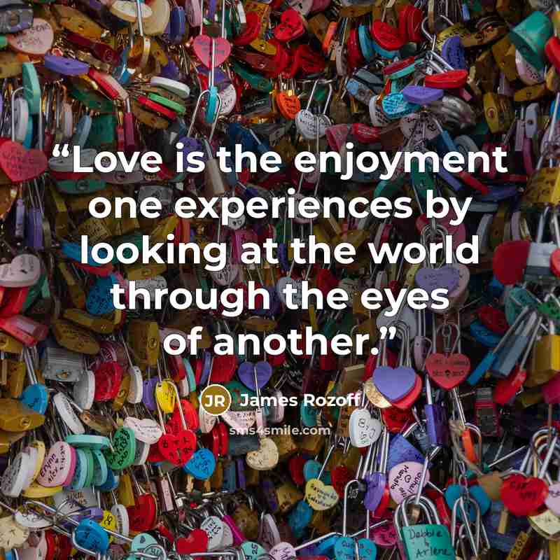 “Love is the enjoyment one experiences by looking at the world through the eyes of another.” quote by James Rozoff