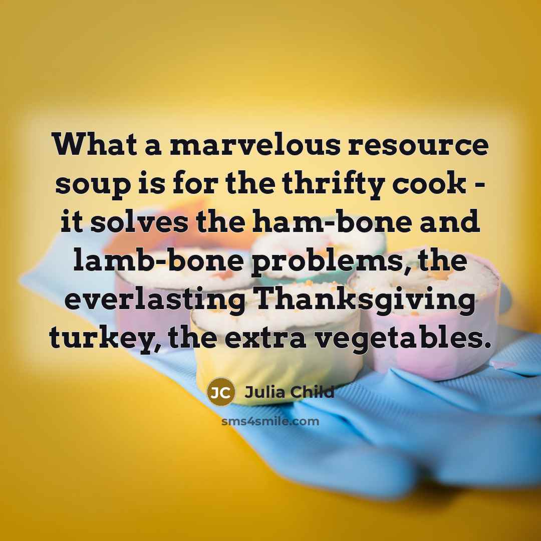 “What a marvelous resource soup is for the thrifty cook…” quote by Julia Child