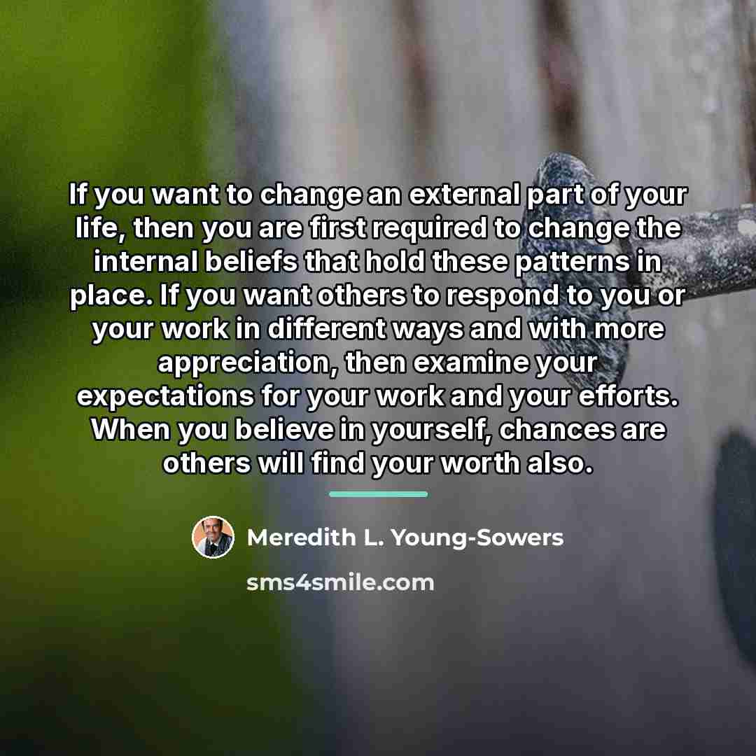 “If you want to change an external part of your…” quote by Meredith L. Young-Sowers