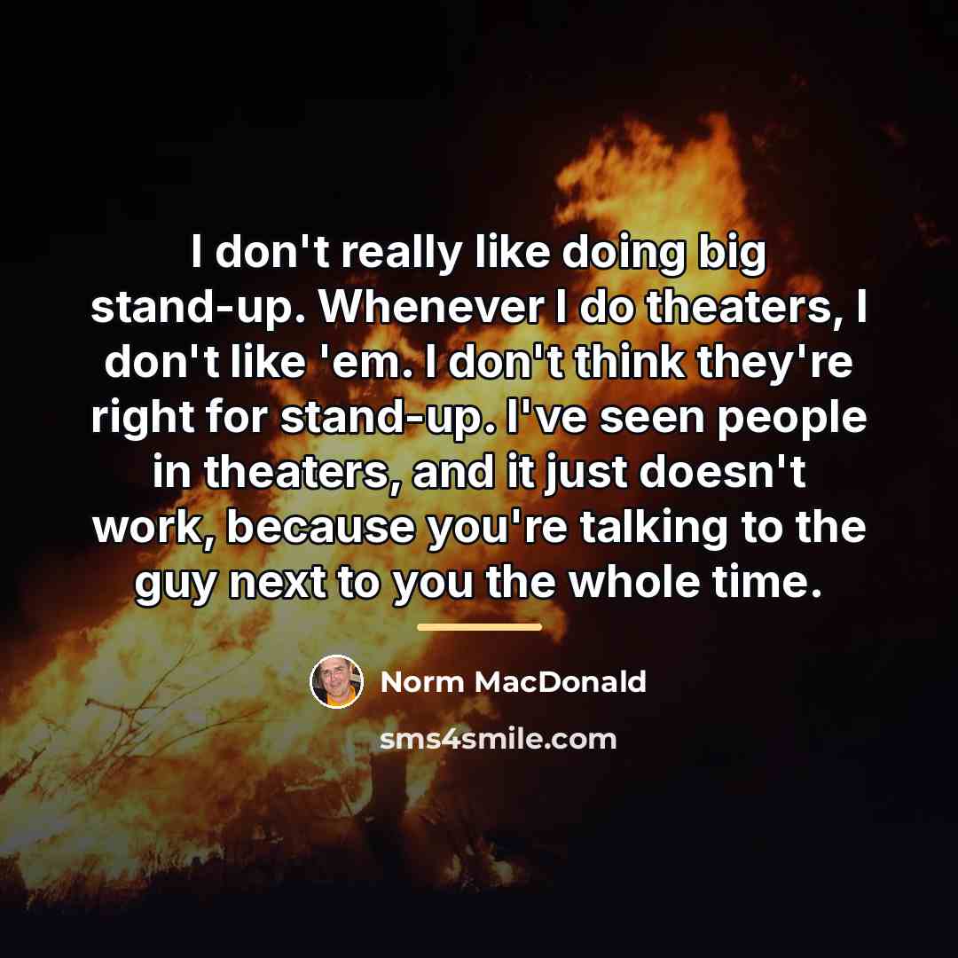 “I don't really like doing big stand-up. Whenever I do…” quote by Norm MacDonald