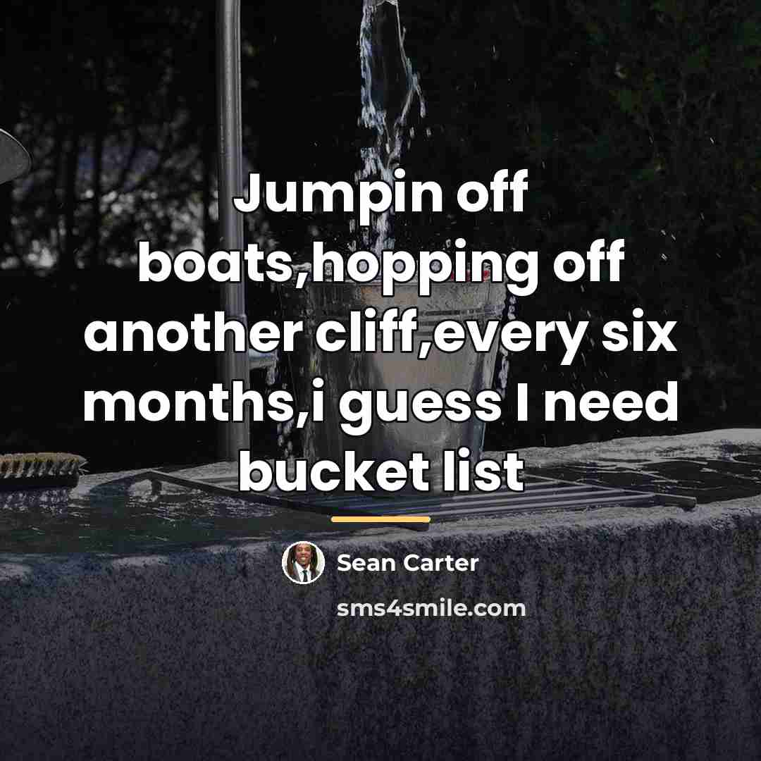 “Jumpin off boats,hopping off another cliff,every six months,i guess I…” quote by Sean Carter