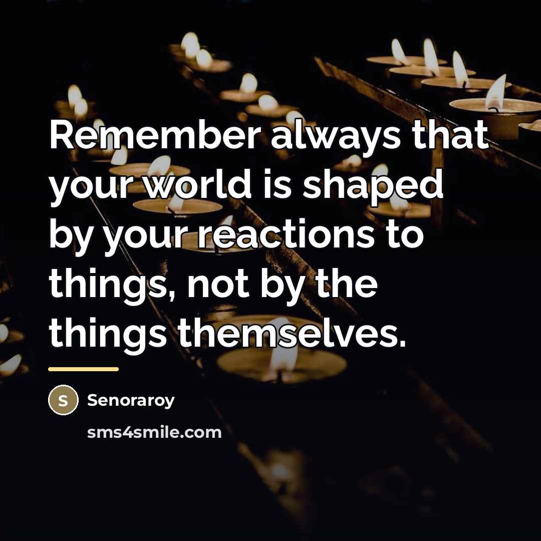 “Remember always that your world is shaped by your reactions…” quote by Senoraroy