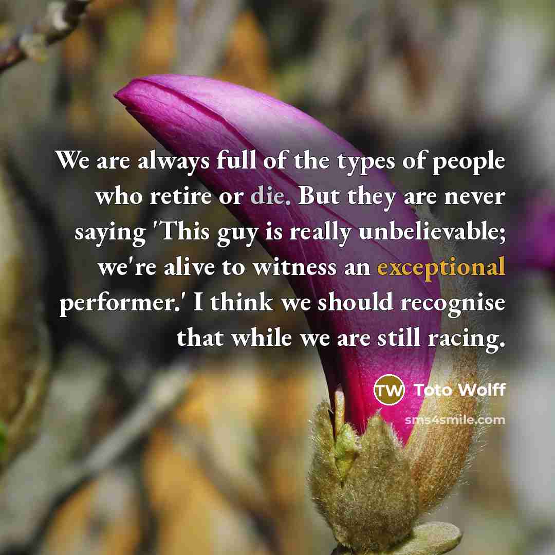 “We are always full of the types of people who…” quote by Toto Wolff