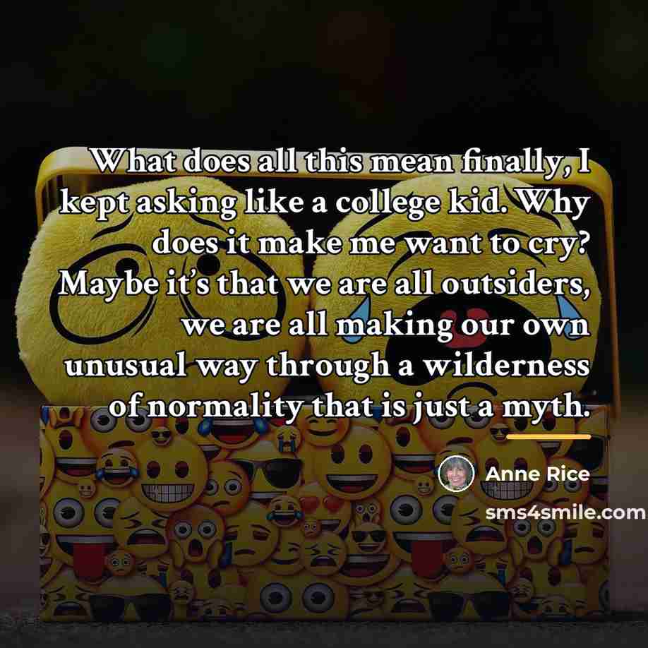 “What does all this mean finally, I kept asking like…” quote by Anne Rice