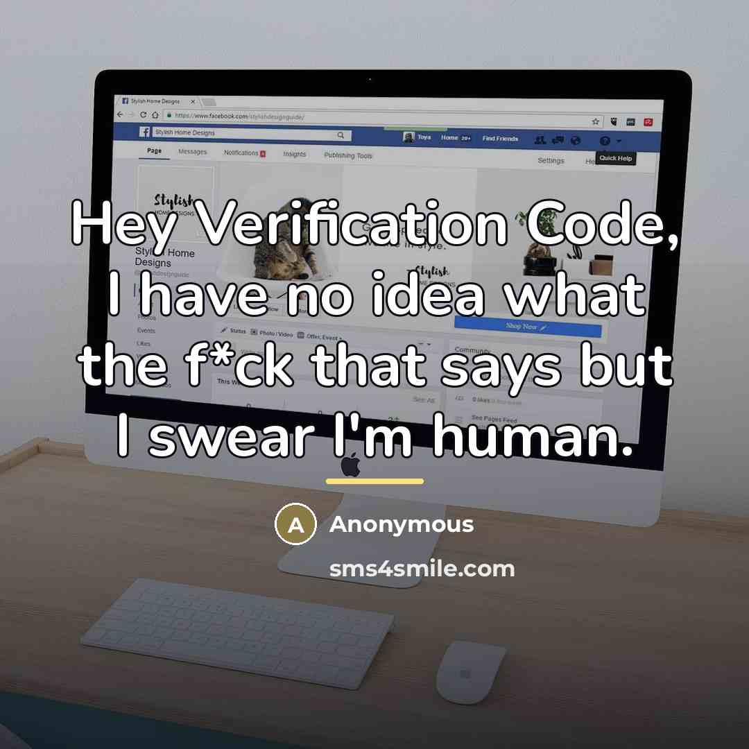 “Hey Verification Code, I have no idea what the f*ck…” quote by Anonymous