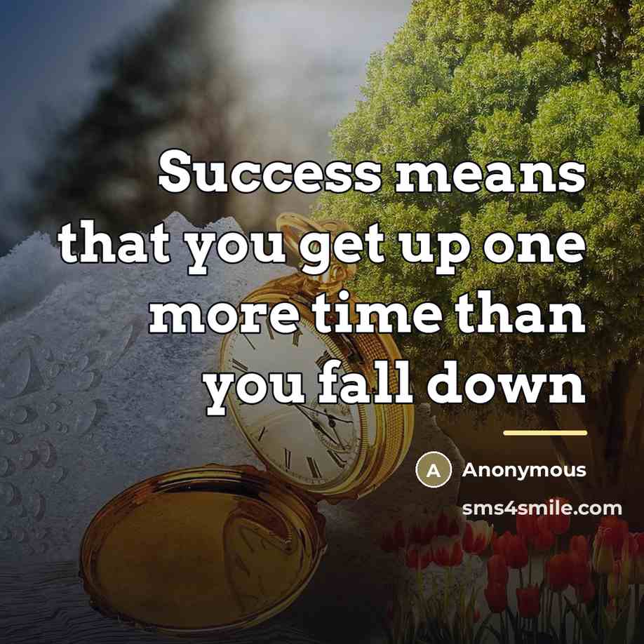 “Success means that you get up one more time than…” quote by Anonymous