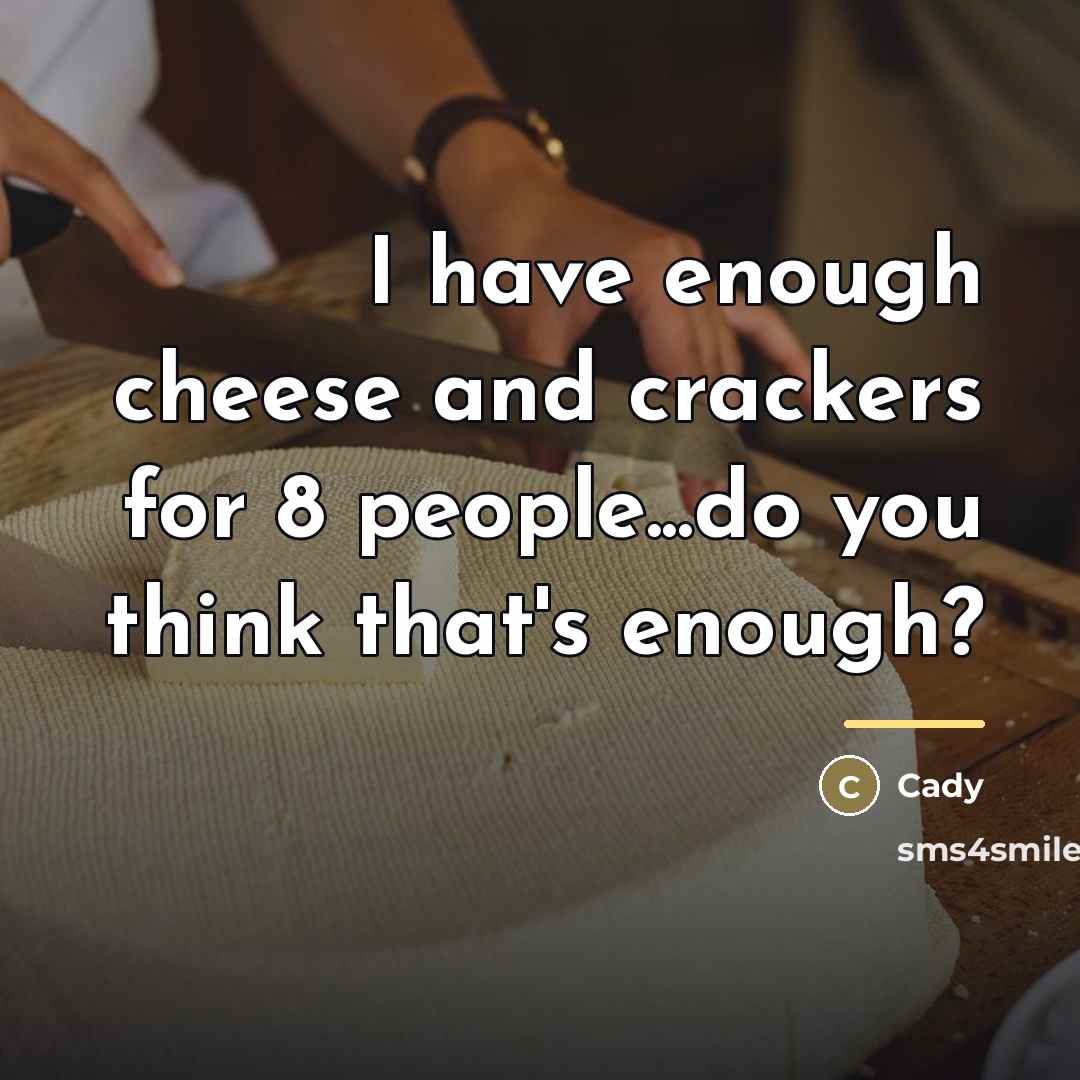 “I have enough cheese and crackers for 8 people...do you…” quote by Cady
