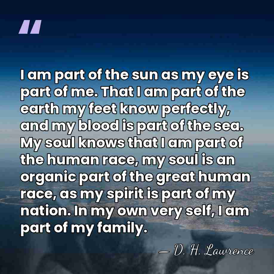 I am part of the sun as my eye is part of&hellip; - D. H. Lawrence