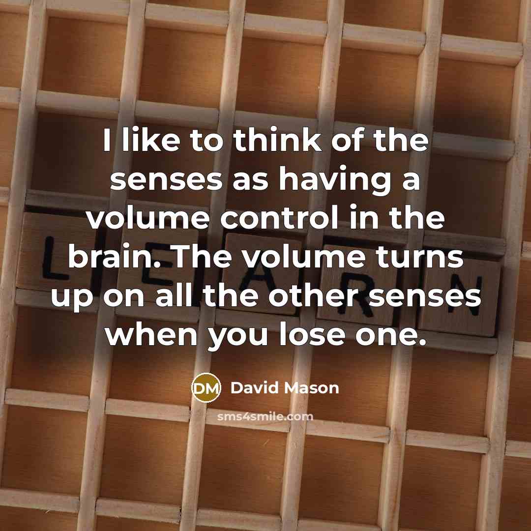 “I like to think of the senses as having a…” quote by David Mason