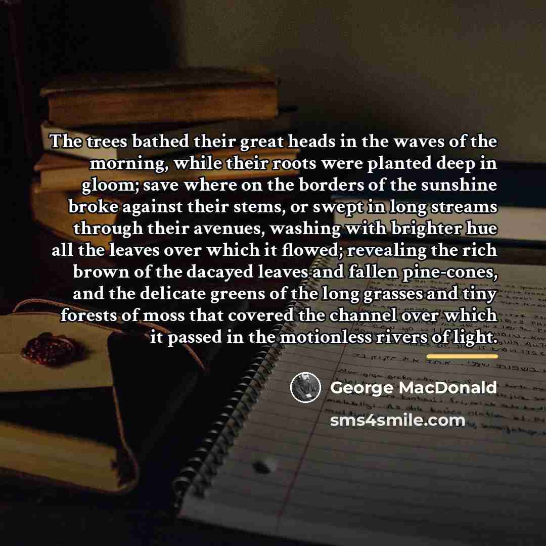 “The trees bathed their great heads in the waves of…” quote by George MacDonald