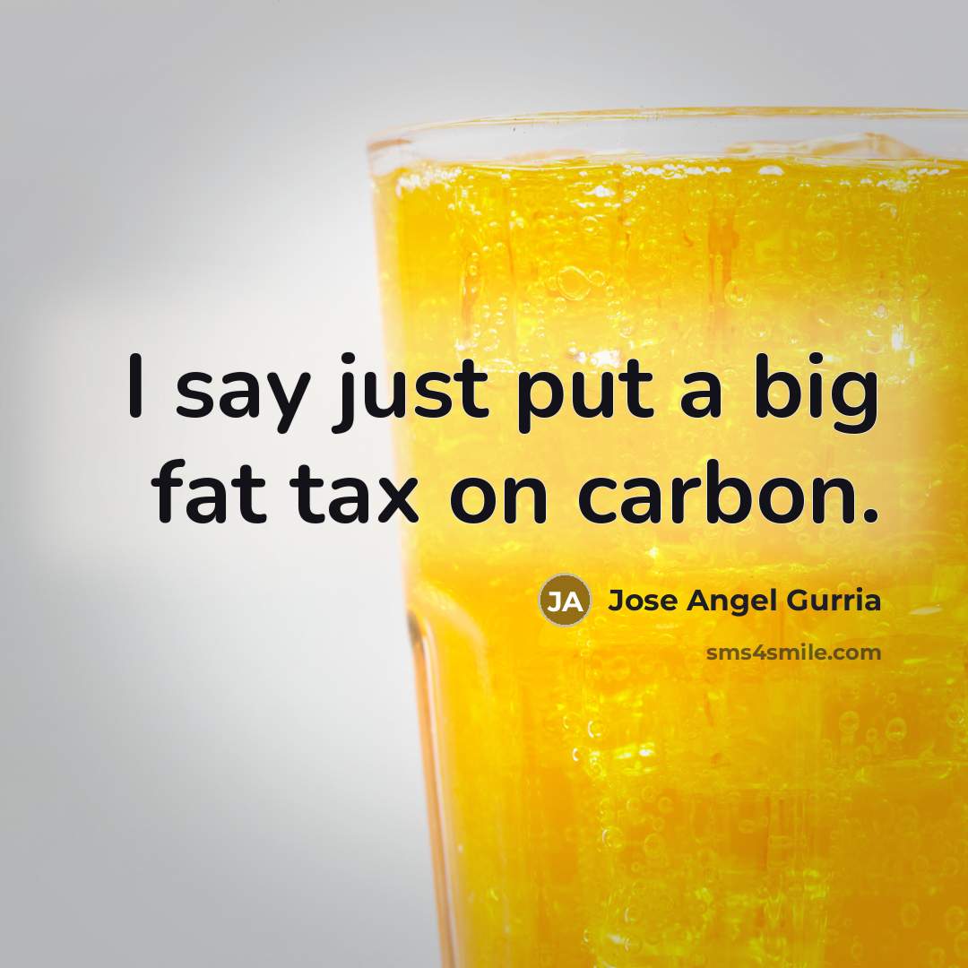 “I say just put a big fat tax on carbon.…” quote by Jose Angel Gurria