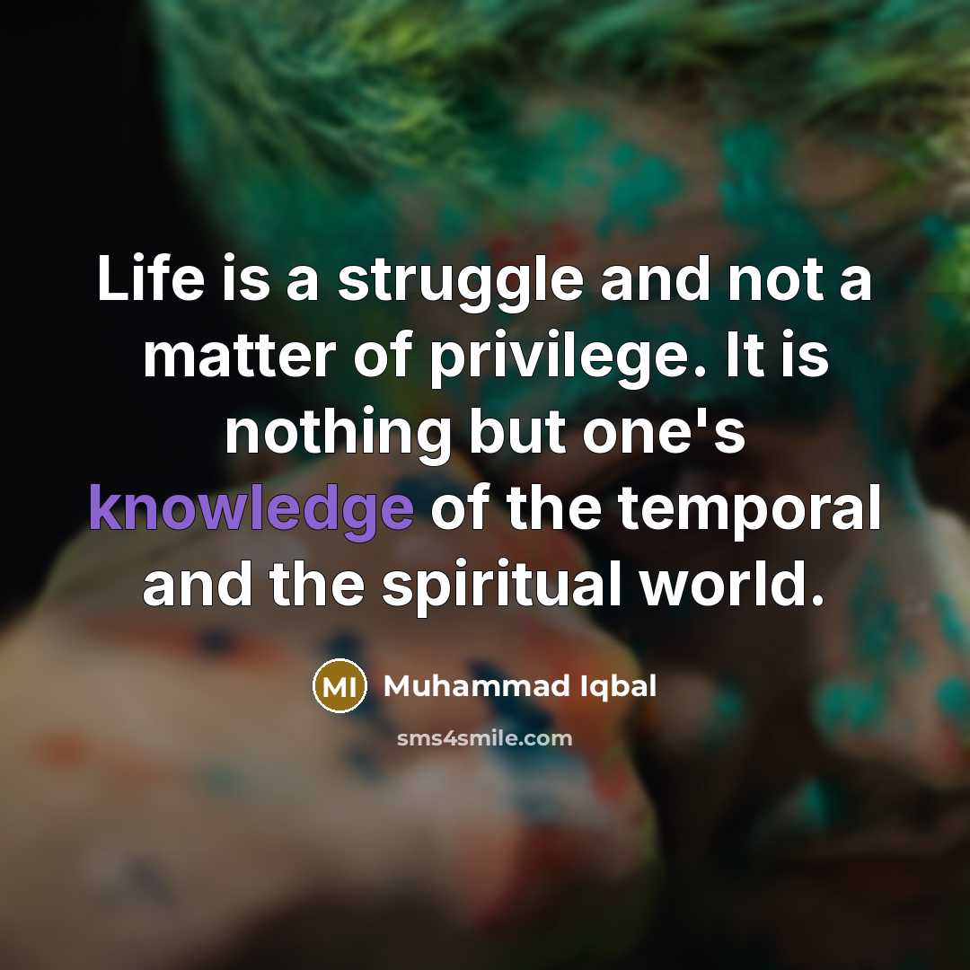 “Life is a struggle and not a matter of privilege.…” quote by Muhammad Iqbal