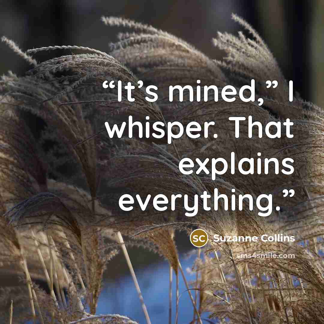 “It’s mined,” I whisper. That explains everything.” quote by Suzanne Collins