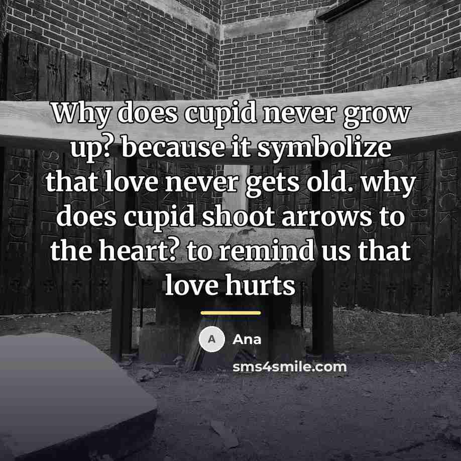 “Why does cupid never grow up? because it symbolize that…” quote by Ana