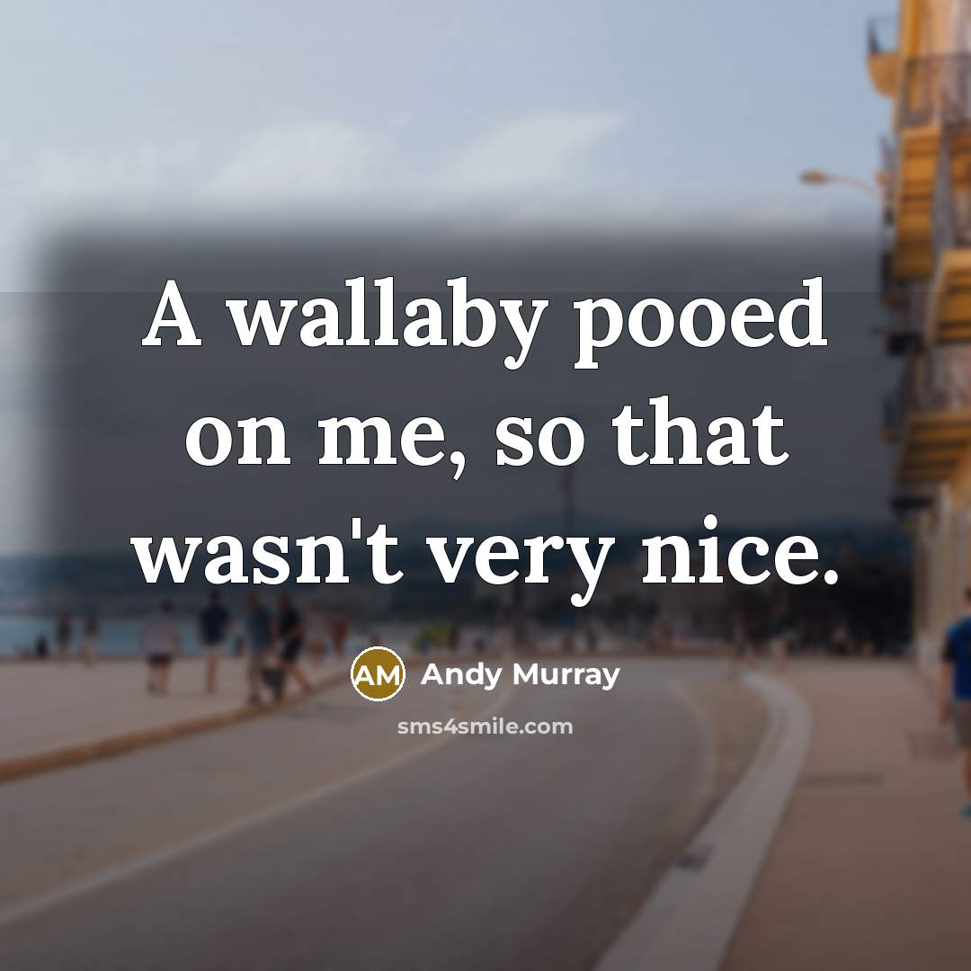 “A wallaby pooed on me, so that wasn't very nice.…” quote by Andy Murray