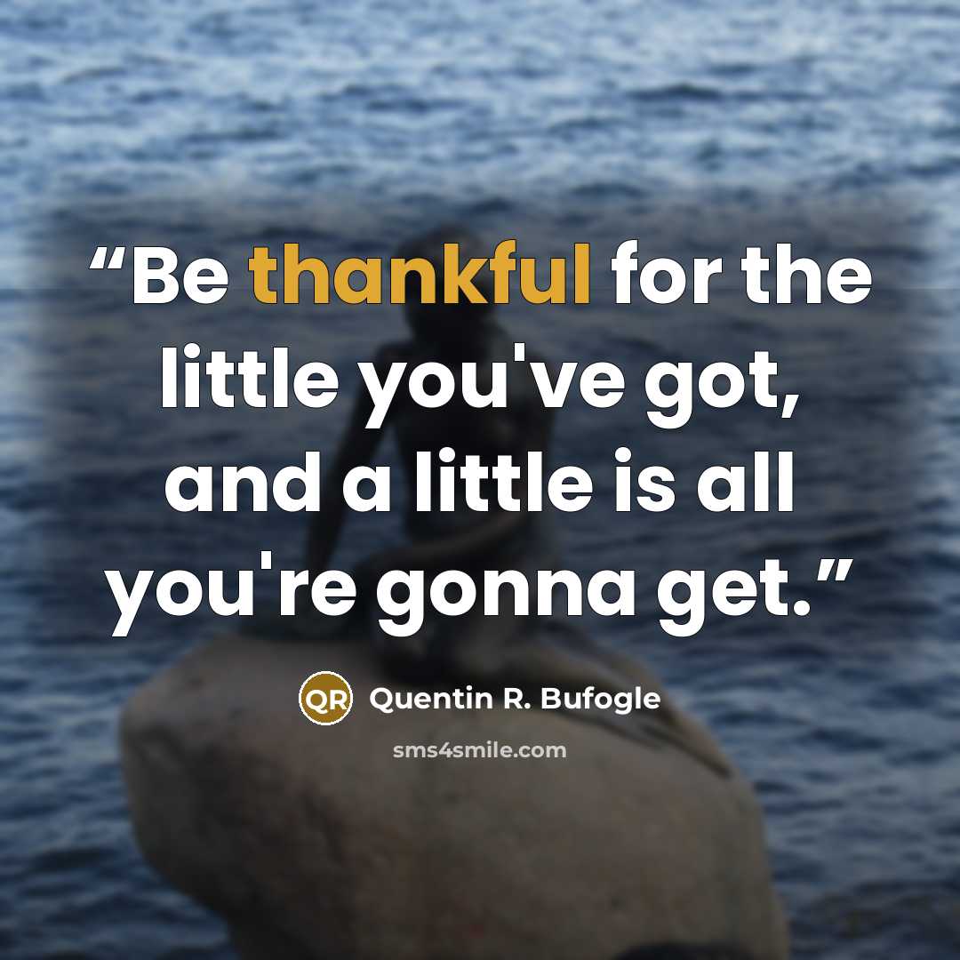 “Be thankful for the little you've got, and a little is all you're gonna get.” quote by Quentin R. Bufogle