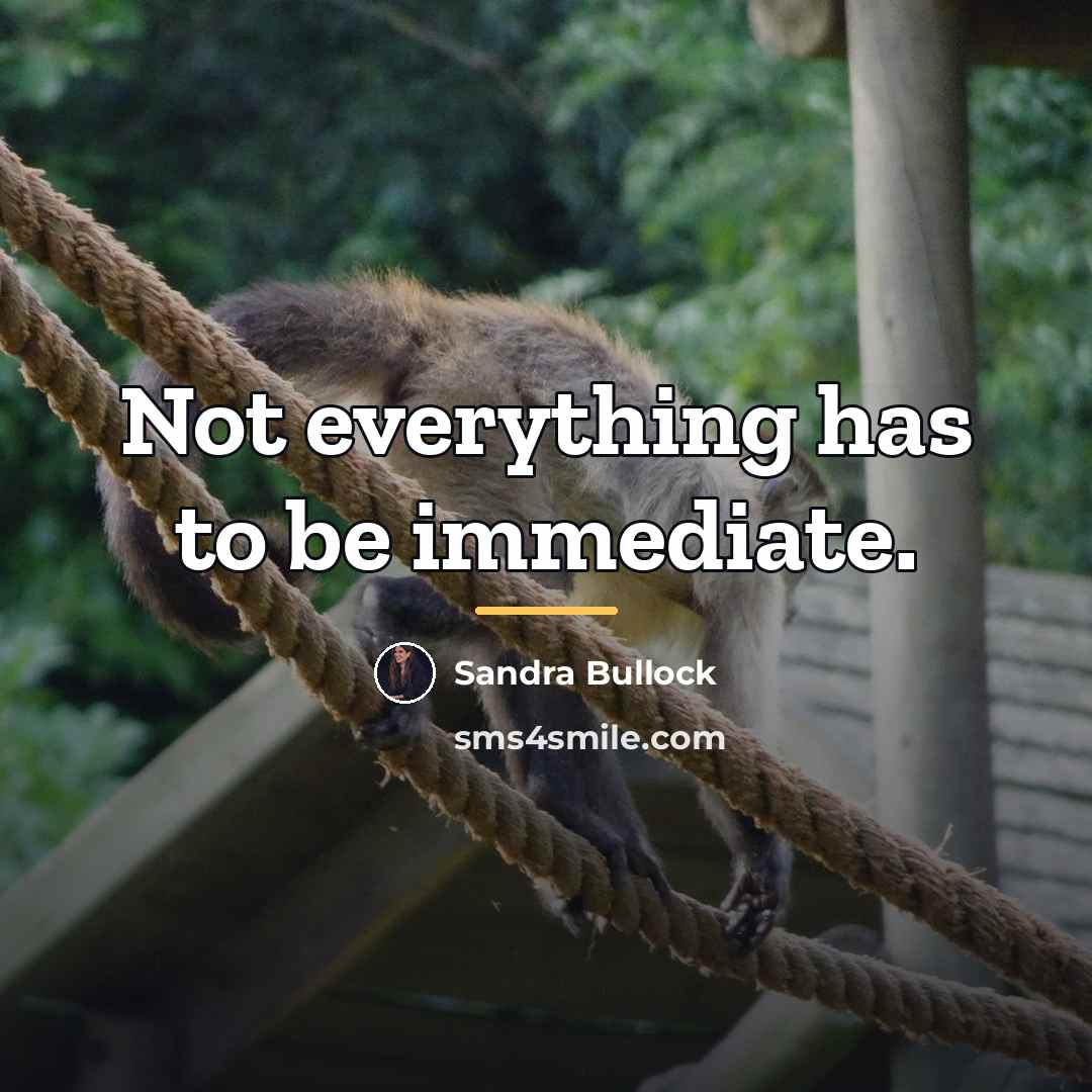 “Not everything has to be immediate.…” quote by Sandra Bullock