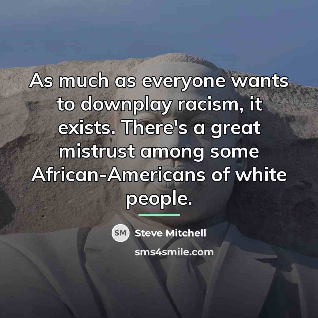 “As much as everyone wants to downplay racism, it exists.…” quote by Steve Mitchell