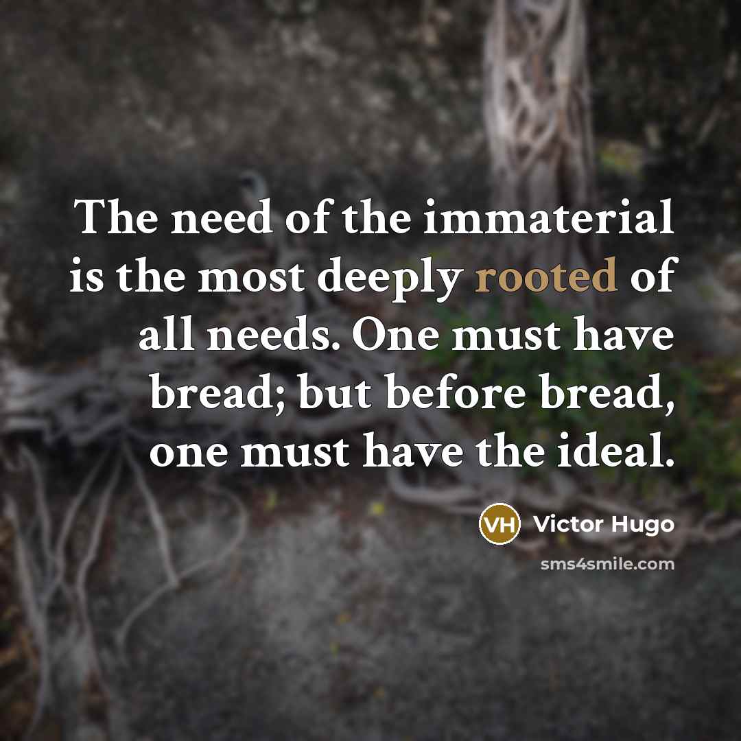 “The need of the immaterial is the most deeply rooted…” quote by Victor Hugo