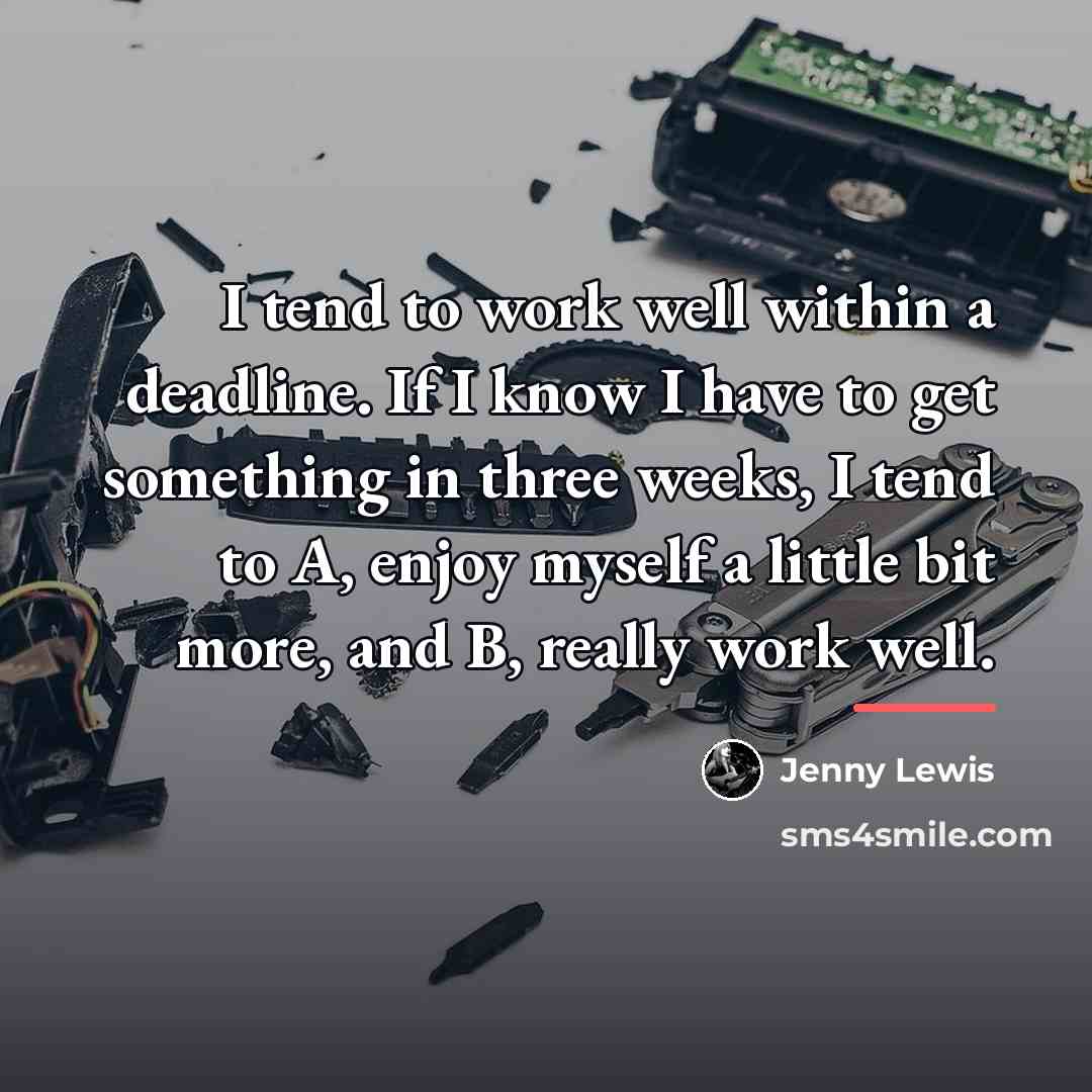 “I tend to work well within a deadline. If I…” quote by Jenny Lewis