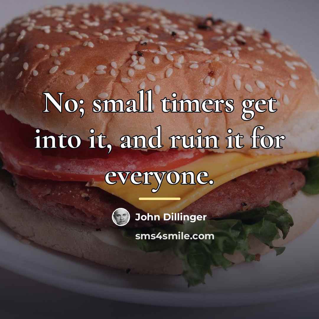 “No; small timers get into it, and ruin it for…” quote by John Dillinger