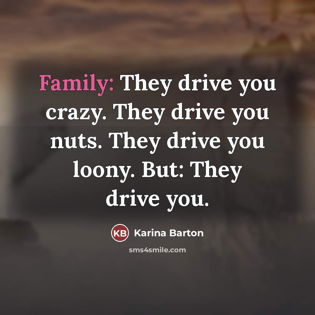 “Family: They drive you crazy. They drive you nuts. They…” quote by Karina Barton