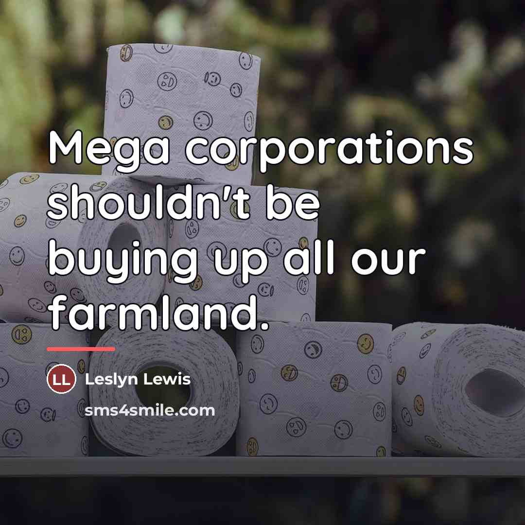 “Mega corporations shouldn't be buying up all our farmland.…” quote by Leslyn Lewis