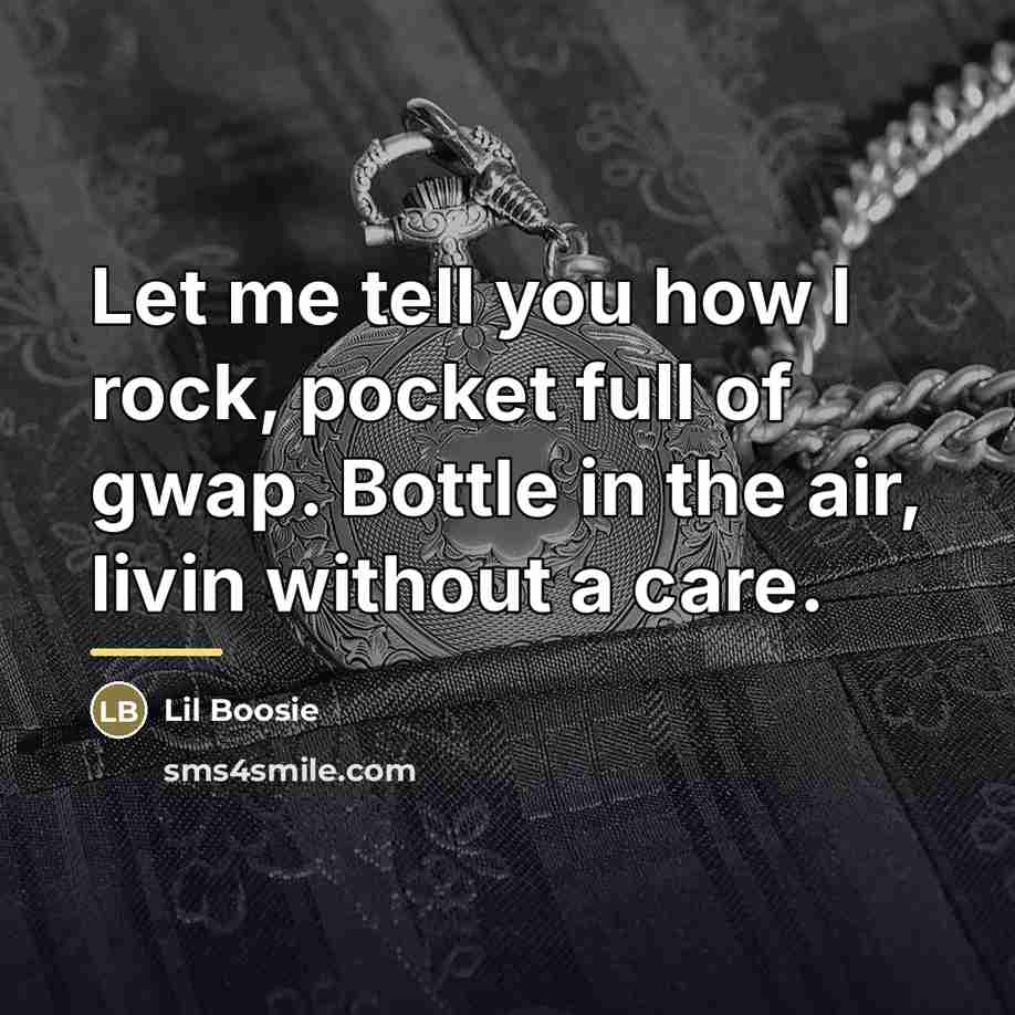 “Let me tell you how I rock, pocket full of…” quote by Lil Boosie