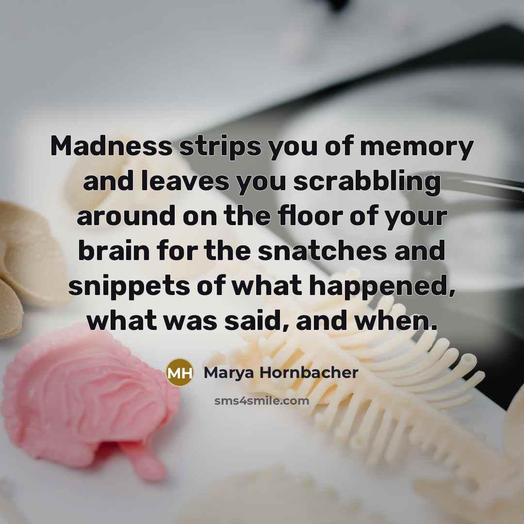 “Madness strips you of memory and leaves you scrabbling around…” quote by Marya Hornbacher