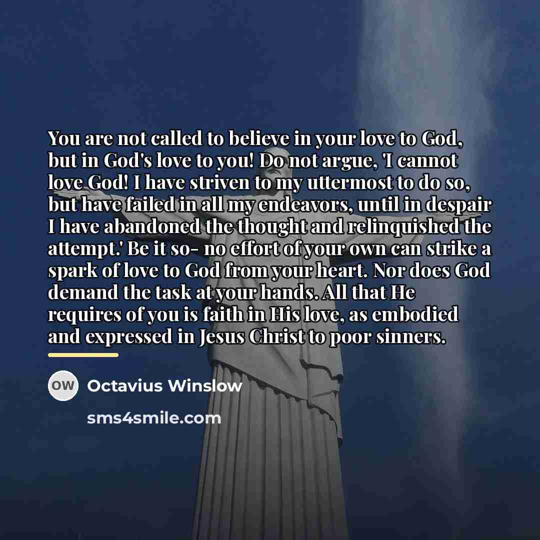 “You are not called to believe in your love to…” quote by Octavius Winslow