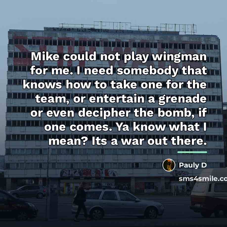 “Mike could not play wingman for me. I need somebody…” quote by Pauly D