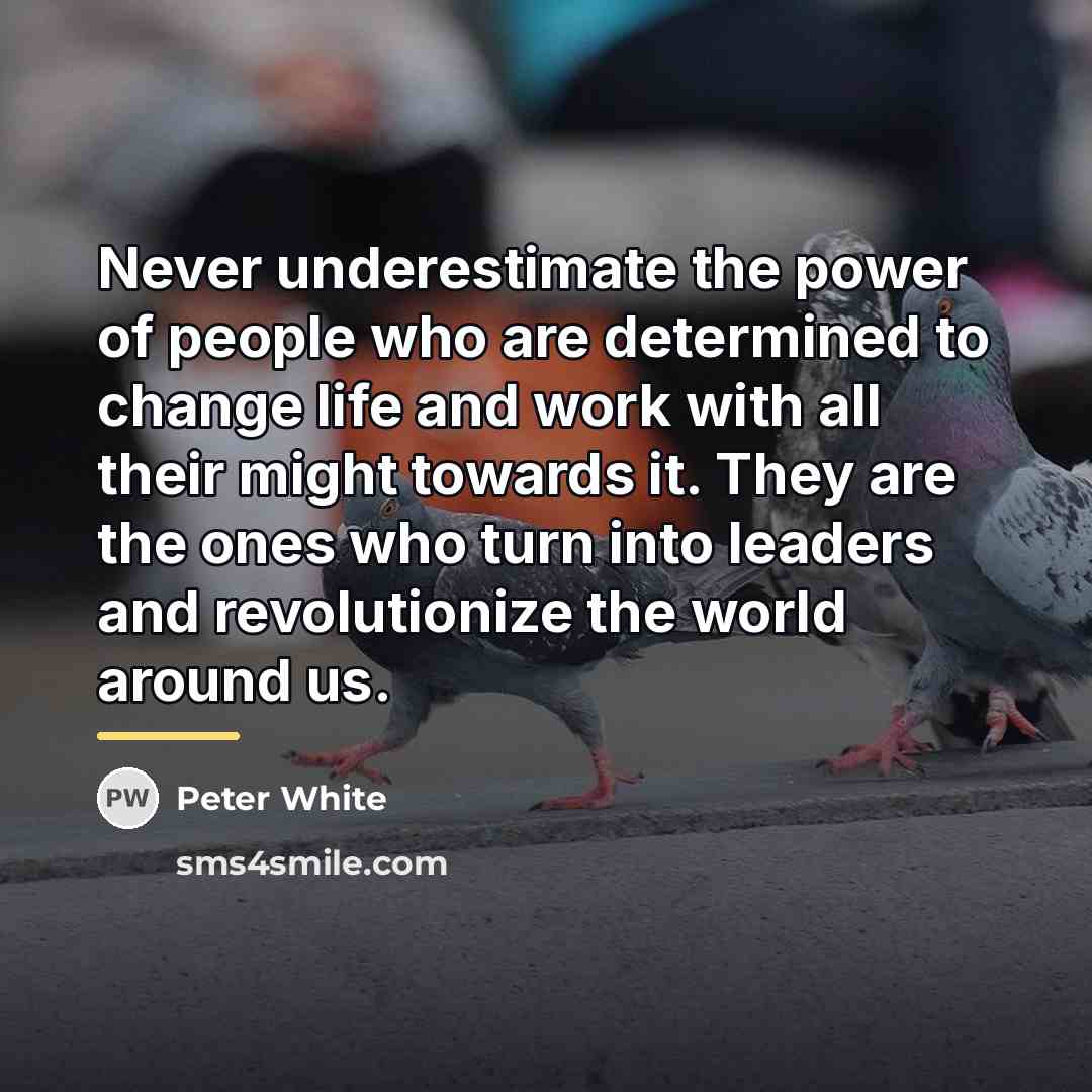 “Never underestimate the power of people who are determined to…” quote by Peter White