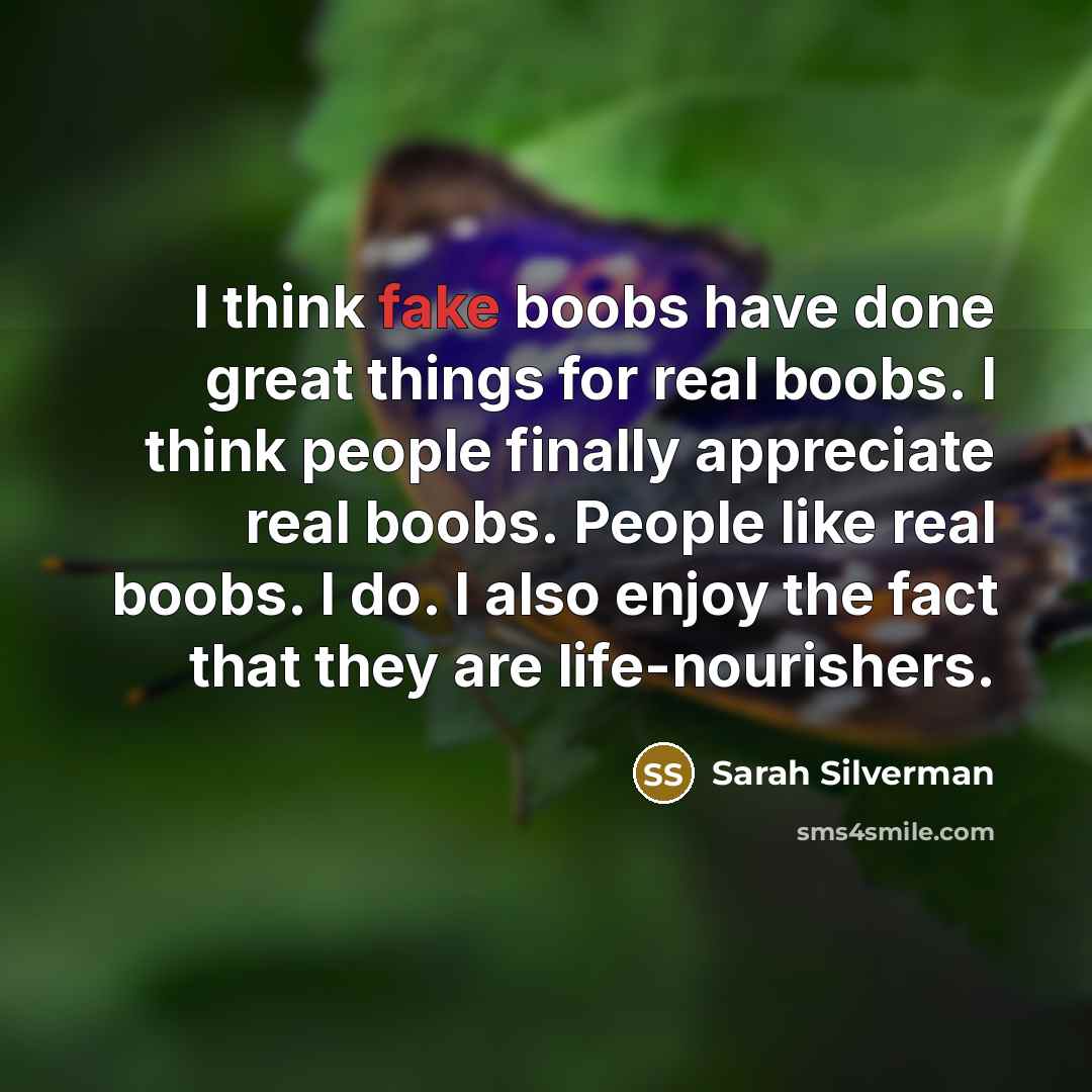 “I think fake boobs have done great things for real…” quote by Sarah Silverman