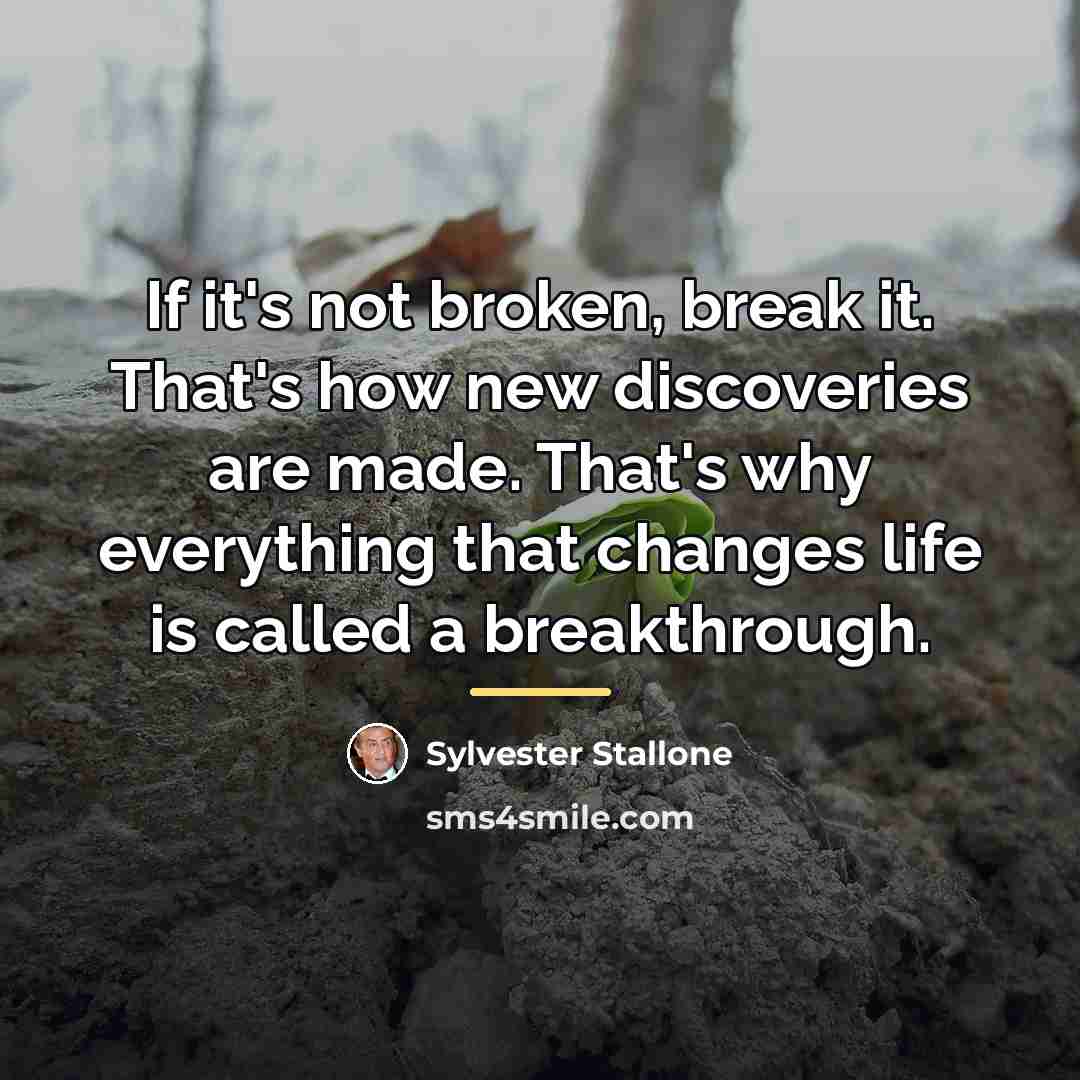 “If it's not broken, break it. That's how new discoveries…” quote by Sylvester Stallone