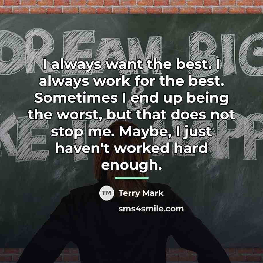 “I always want the best. I always work for the…” quote by Terry Mark