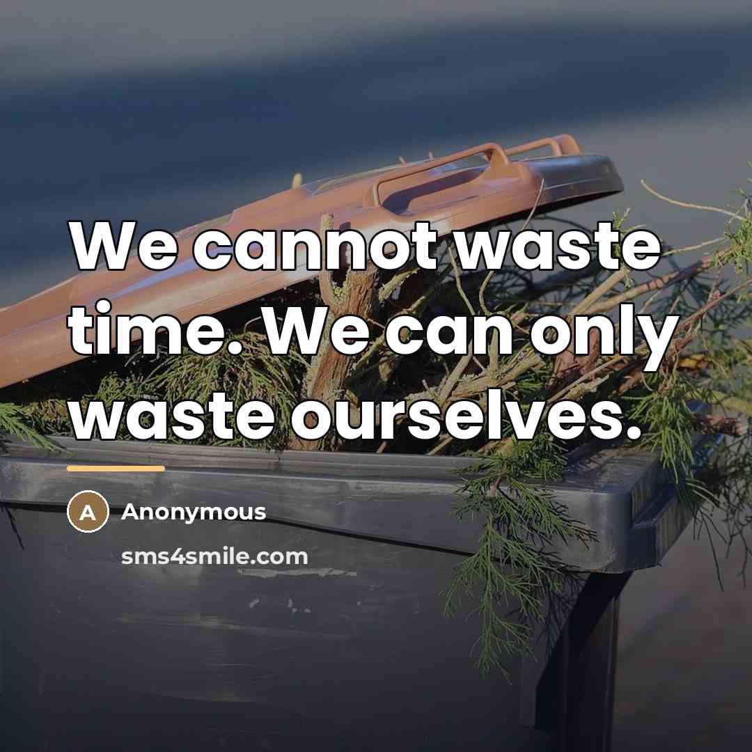 “We cannot waste time. We can only waste ourselves.…” quote by Anonymous