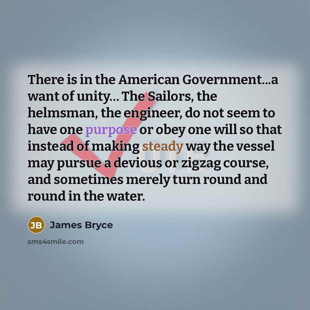“There is in the American Government...a want of unity.... The…” quote by James Bryce