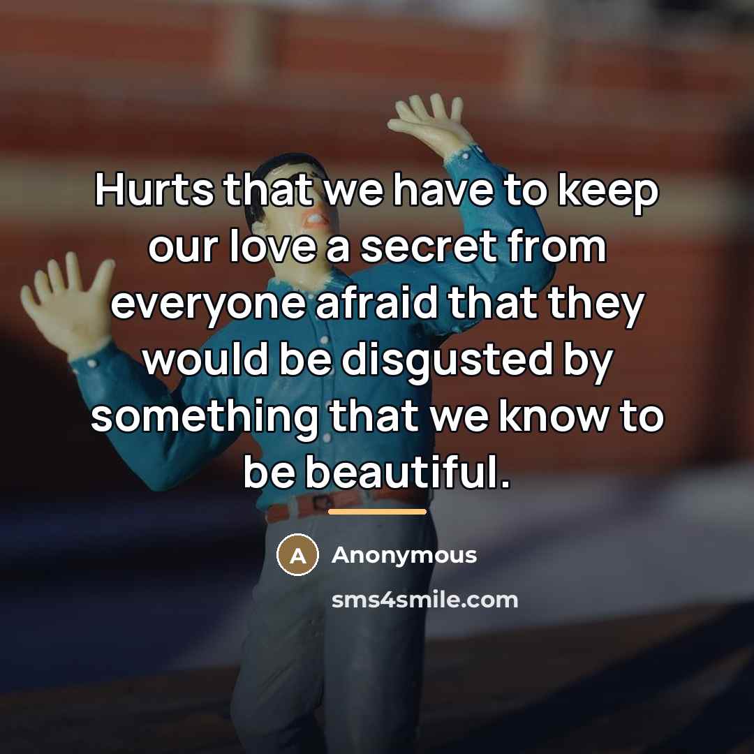 “Hurts that we have to keep our love a secret…” quote by Anonymous