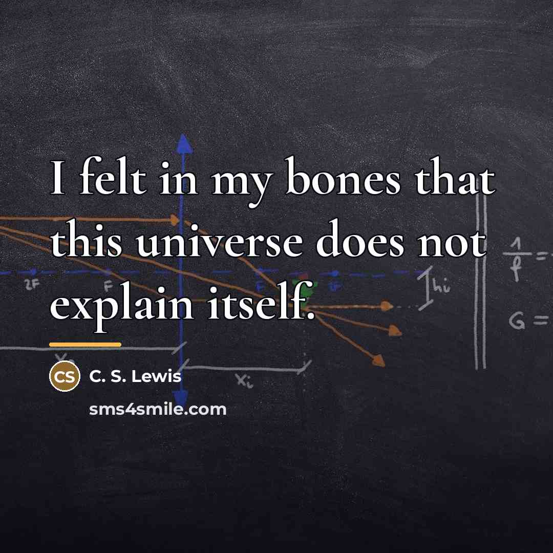 “I felt in my bones that this universe does not…” quote by C. S. Lewis
