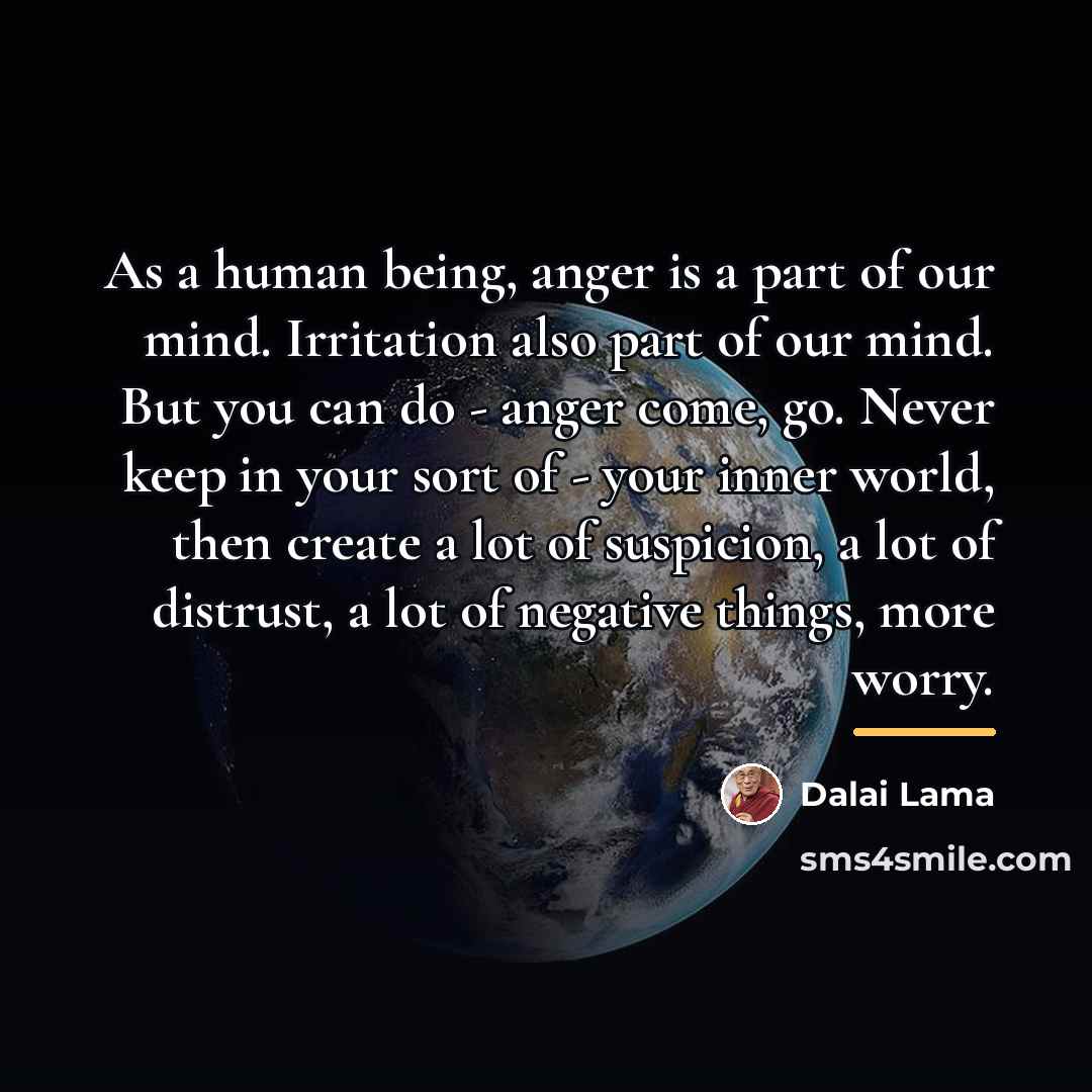 “As a human being, anger is a part of our…” quote by Dalai Lama