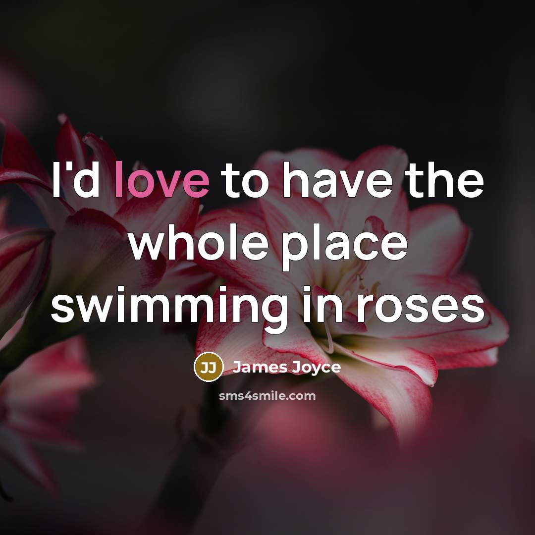 “I'd love to have the whole place swimming in roses…” quote by James Joyce