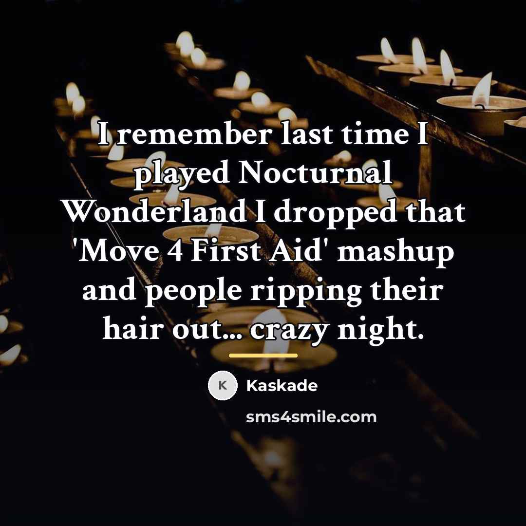 “I remember last time I played Nocturnal Wonderland I dropped…” quote by Kaskade