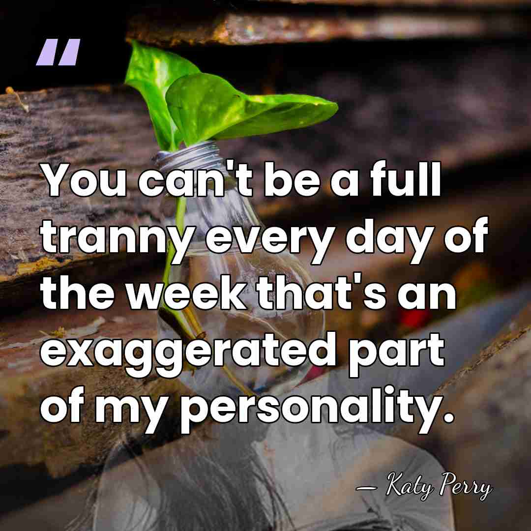 You can't be a full tranny every day of the week that's&hellip; - Katy Perry