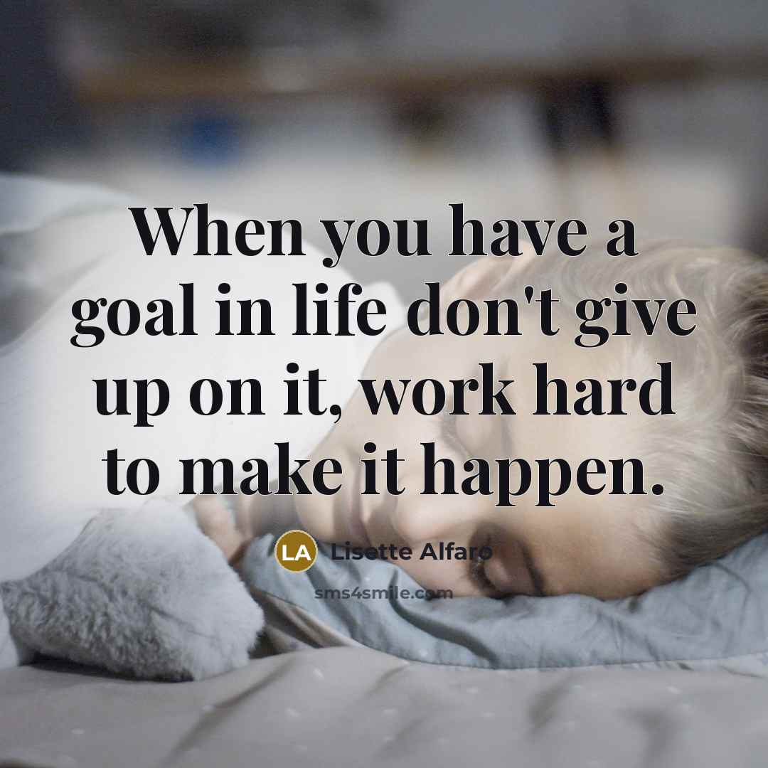 “When you have a goal in life don't give up…” quote by Lisette Alfaro