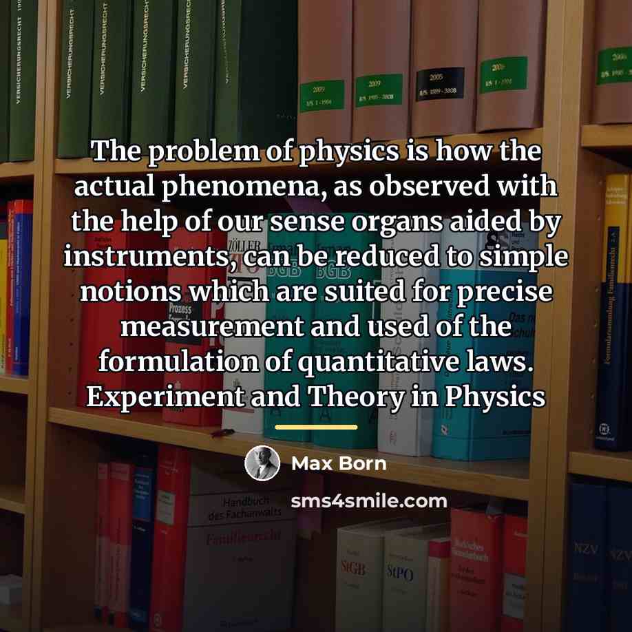 “The problem of physics is how the actual phenomena, as…” quote by Max Born