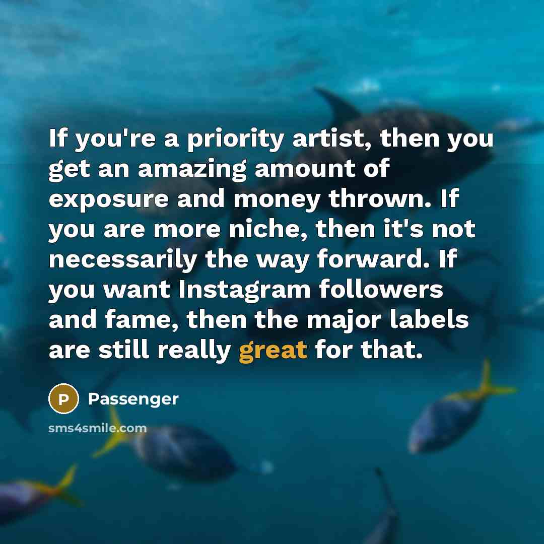 “If you're a priority artist, then you get an amazing…” quote by Passenger