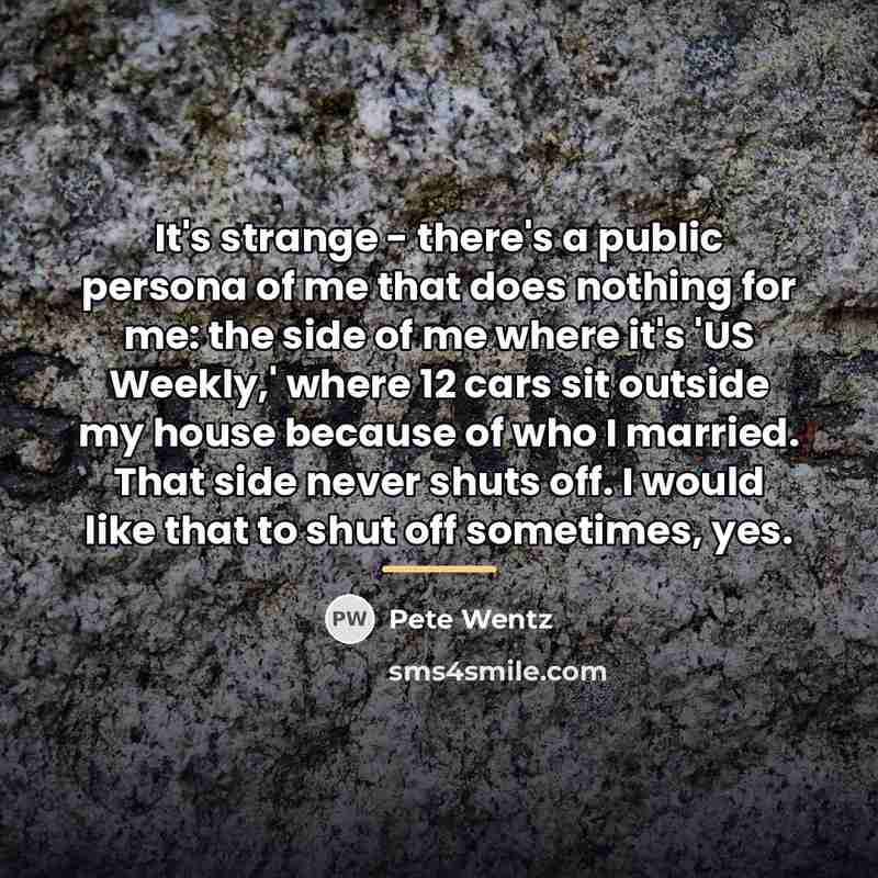 “It's strange - there's a public persona of me that…” quote by Pete Wentz