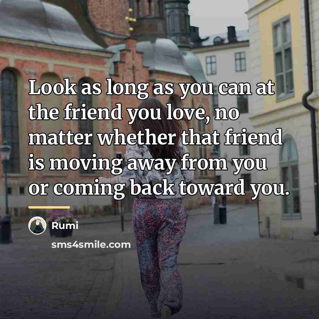 “Look as long as you can at the friend you…” quote by Rumi